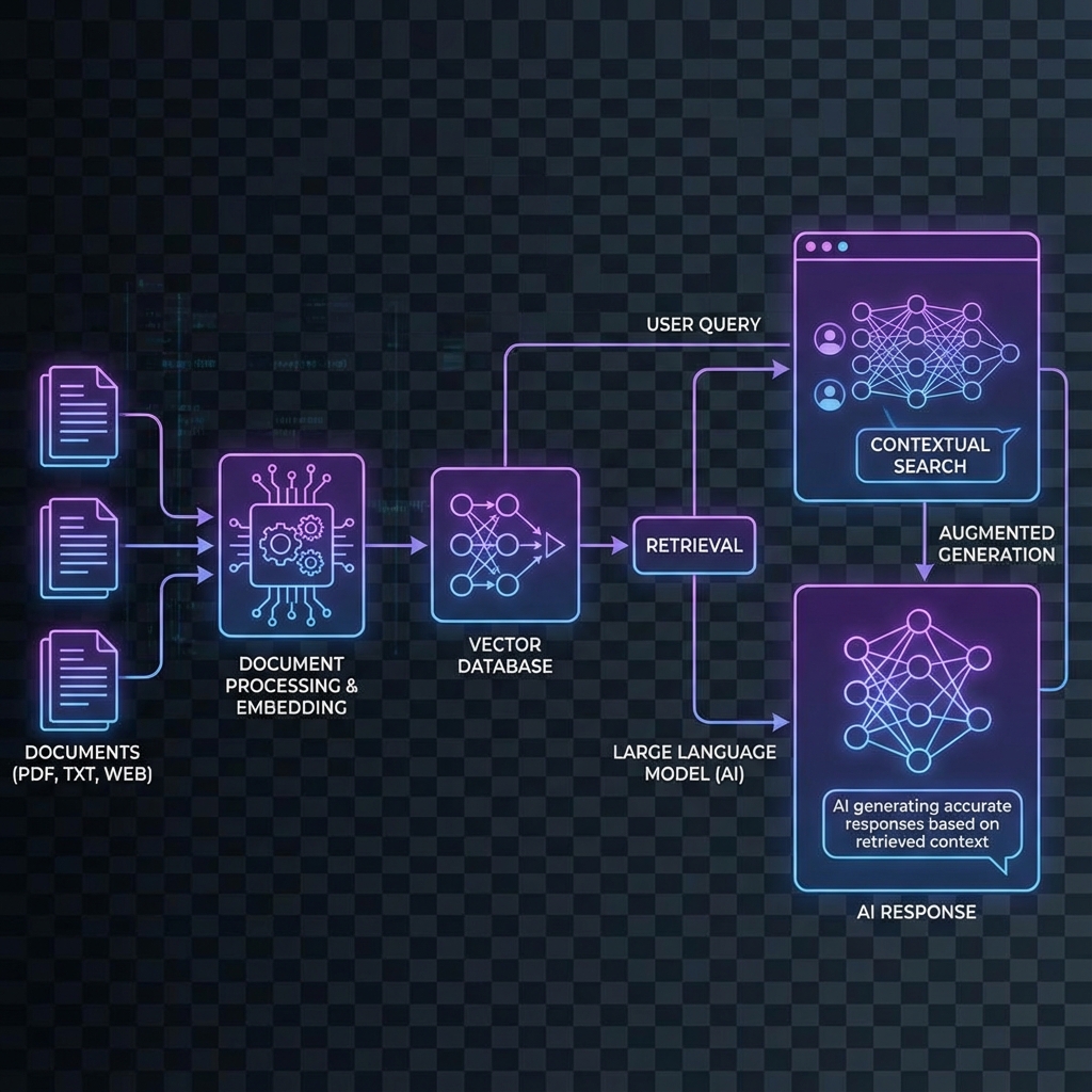 A conceptual diagram showing data flowing into a neural network brain